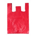 HDPE Singlet Bag Red 8" + 5" x 15"