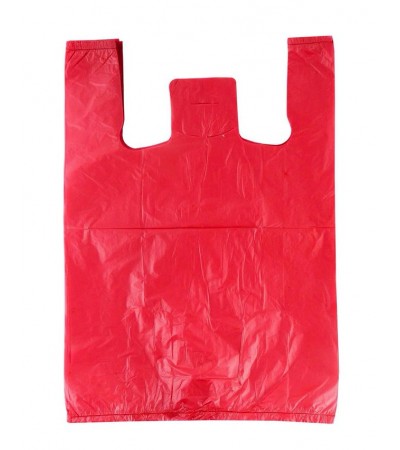 HDPE Singlet Bag Red 17" + 11" x 29"