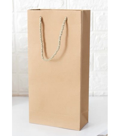 Plain Brown Kraft Double Bottle Wine Bag for 2 wine bottle (100202)