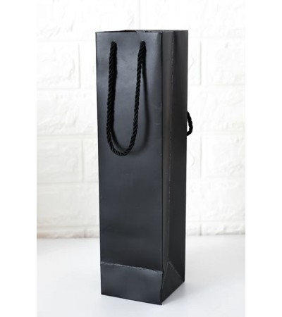 Plain Black Kraft Single Bottle Wine Bag for 1 wine bottle (100301)
